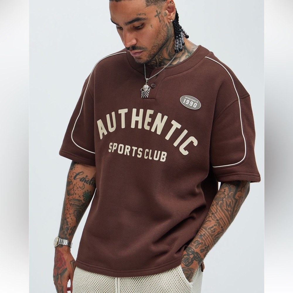 Fashion Nova Brown Authentic Sports Club Shirt
